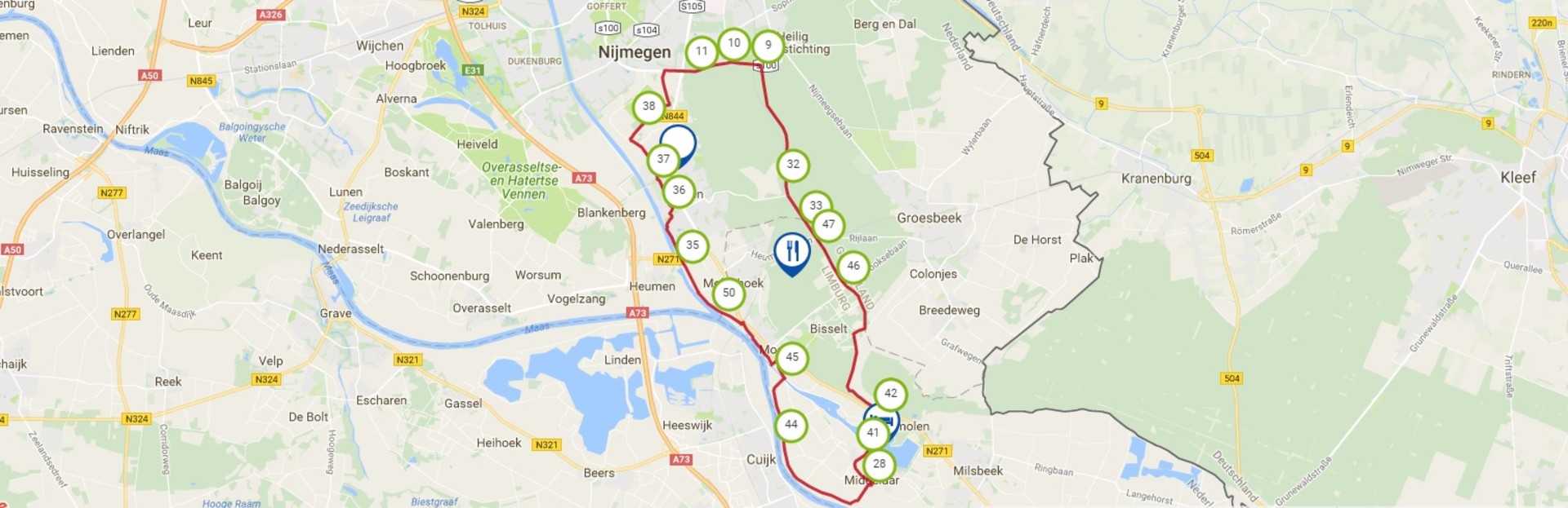 Fietsroute: Maasroute (25 km)